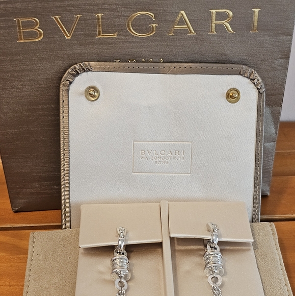 Bvlgari B.Zero White Gold 18k DIAMONDS 750 Drop Dangle Earrings 2.8 Inch Length - Picture 4 of 17